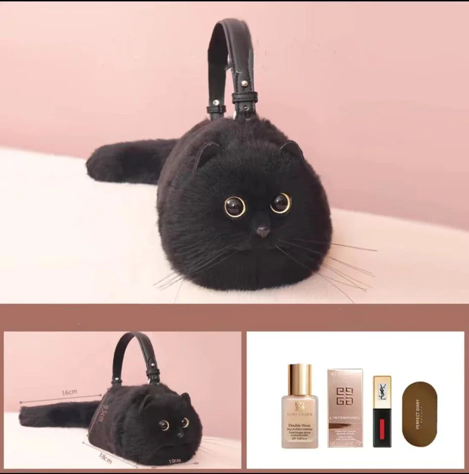 Luxurious Handcrafted Cat-Detailed Satchel