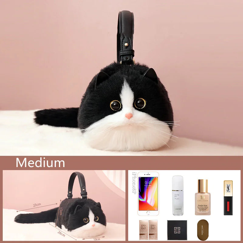 Luxurious Handcrafted Cat-Detailed Satchel