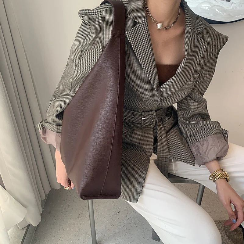 Luxurious Soft Leather Spacious Tote