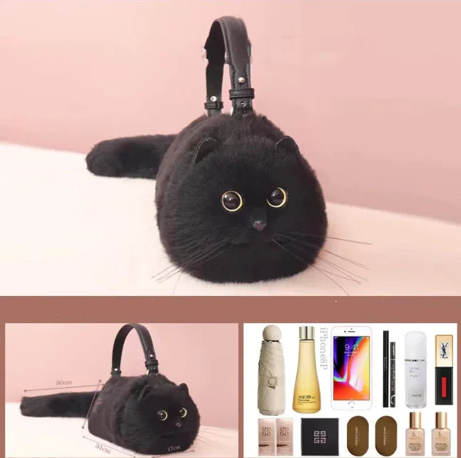 Luxurious Handcrafted Cat-Detailed Satchel