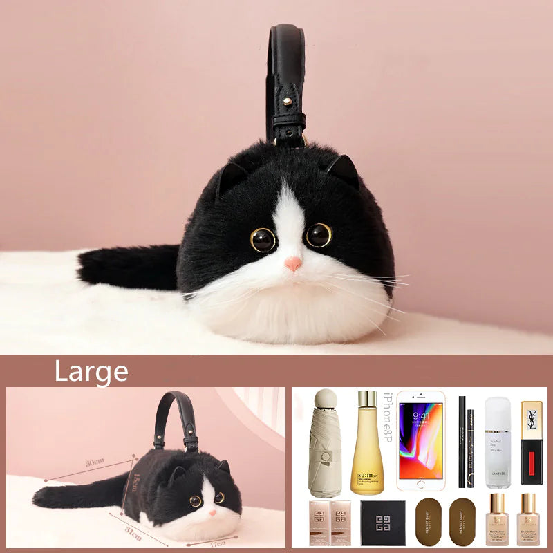 Luxurious Handcrafted Cat-Detailed Satchel