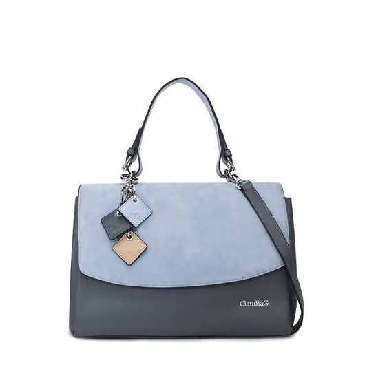 Simonetta Luxe Leather and Suede Handbag - Serenity Charcoal