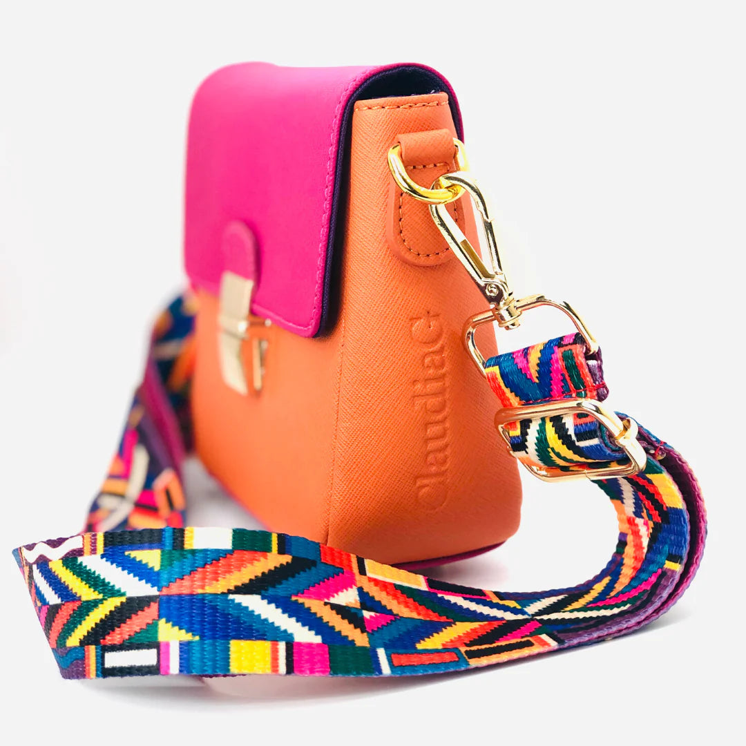 Elegant Miniature Leather Satchel - Watermelon/Orange Edition