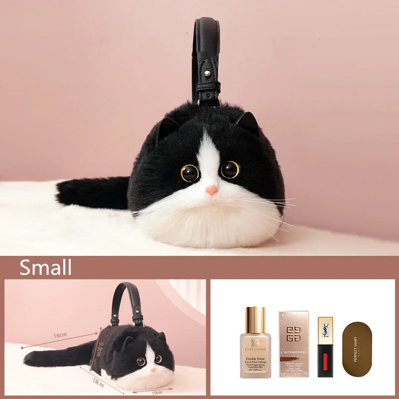 Luxurious Handcrafted Cat-Detailed Satchel