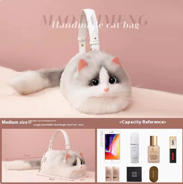 Luxurious Handcrafted Cat-Detailed Satchel