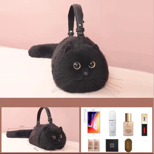 Luxurious Handcrafted Cat-Detailed Satchel