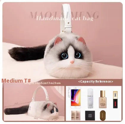 Luxurious Handcrafted Cat-Detailed Satchel